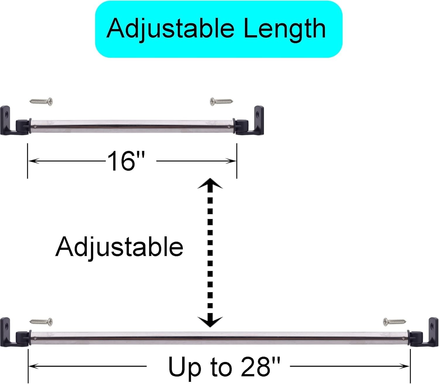 Versatile Cafe Rod 16″ to 28″ – Perfect for Inside Window Frames or Cabinets