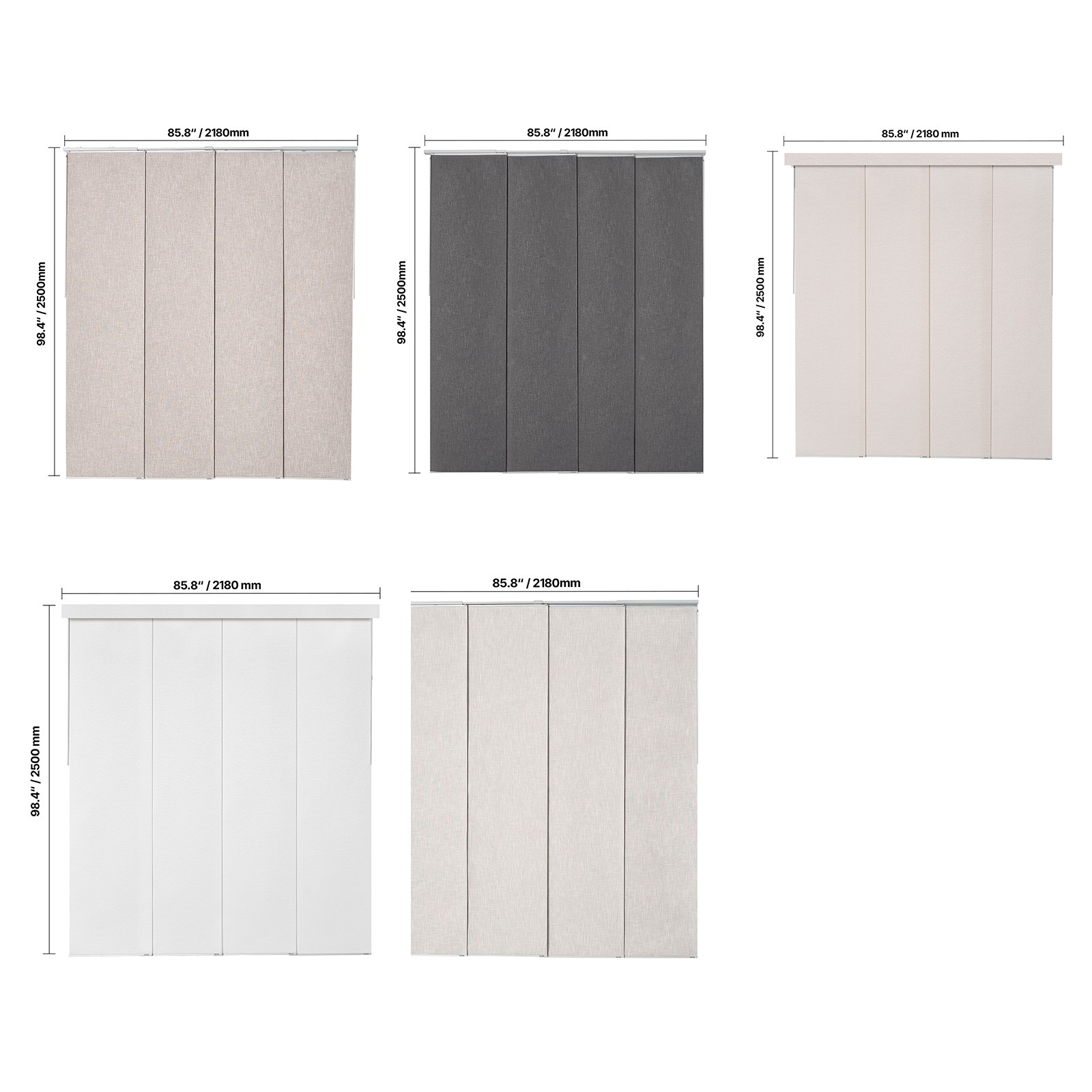 Uimoso Adjustable Panel Track Blinds, Extendable 45.8-86in,rown/Gray/White