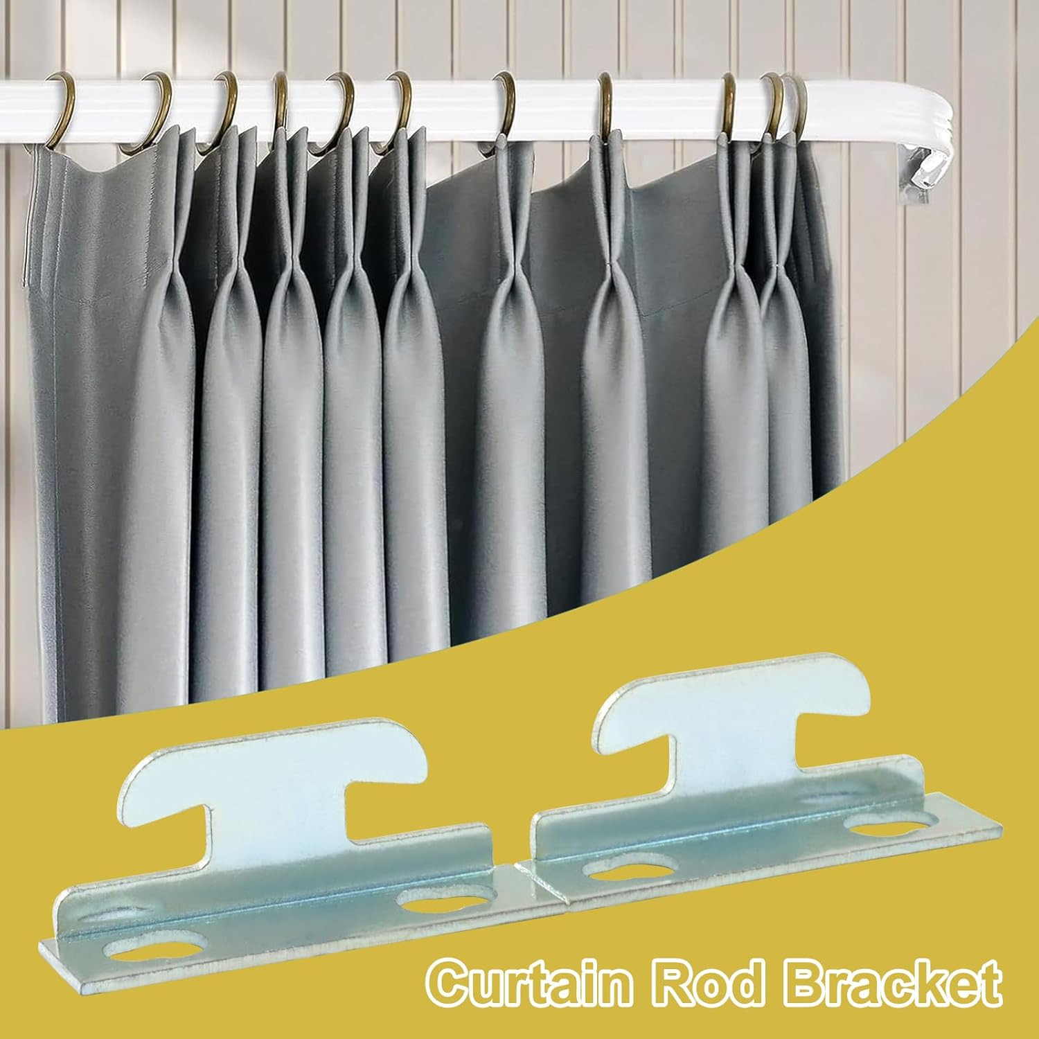 10pcs/5 sets Curtain Rod Brackets Wall Hooks Hardware Kit, Heavy Duty Metal Sing