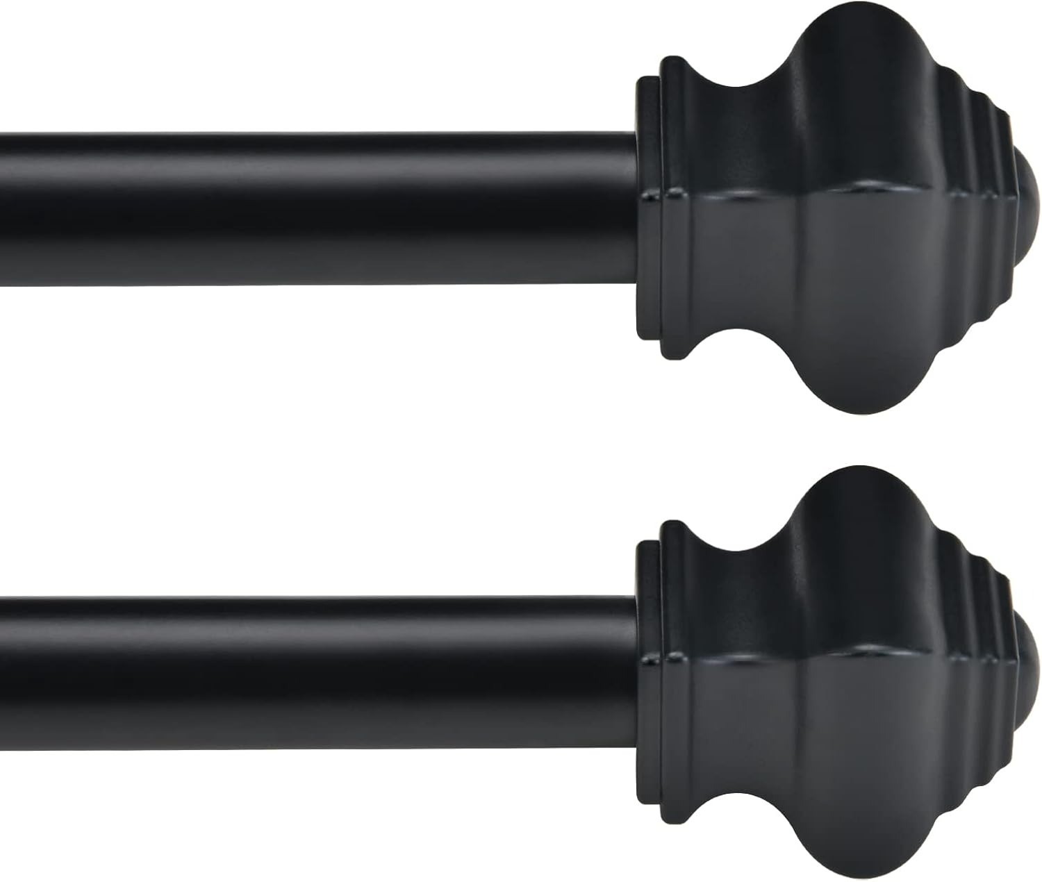 2pk Curtain Rods 30-46″ Small Window Hardware Set Stainless Steel 5/8″ Dia Black