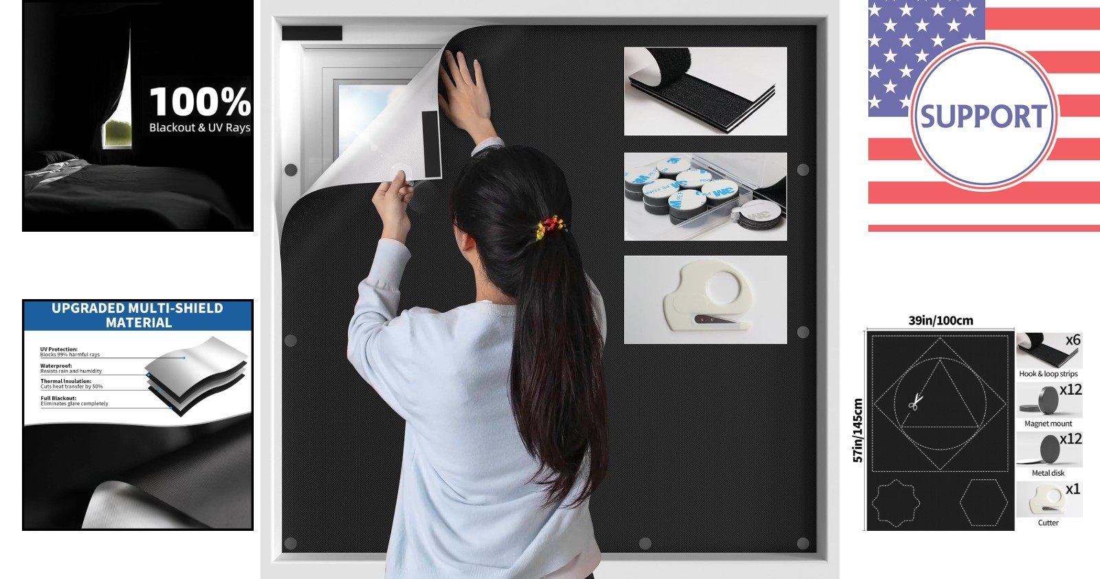 Magnetic Blackout Window Cover – Customizable 39×57 Shades for Sleep and Privacy
