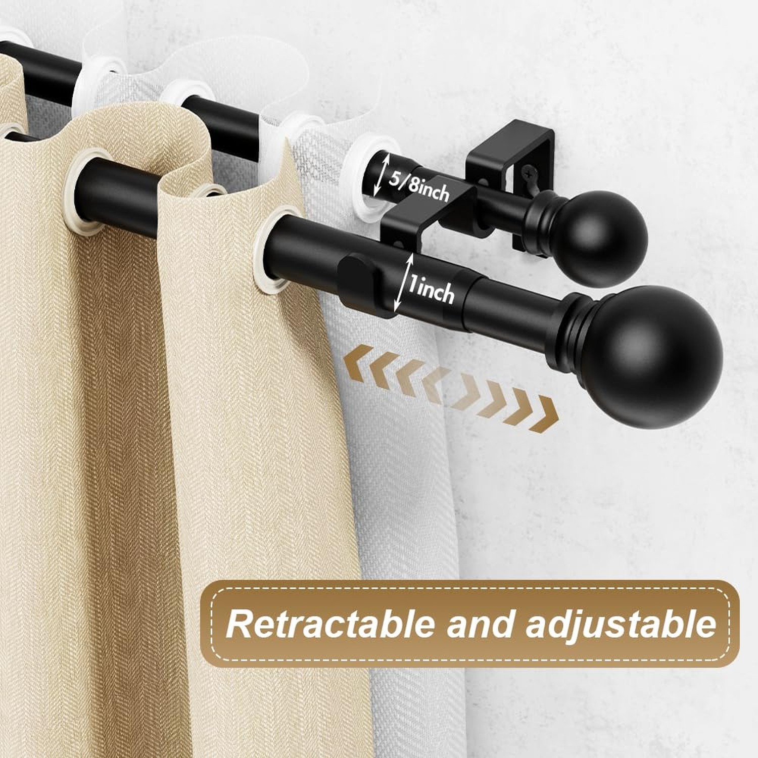 GXOACKJ Double Curtain Rods for Windows 72-144 Inches Length, Adjustable Heav…
