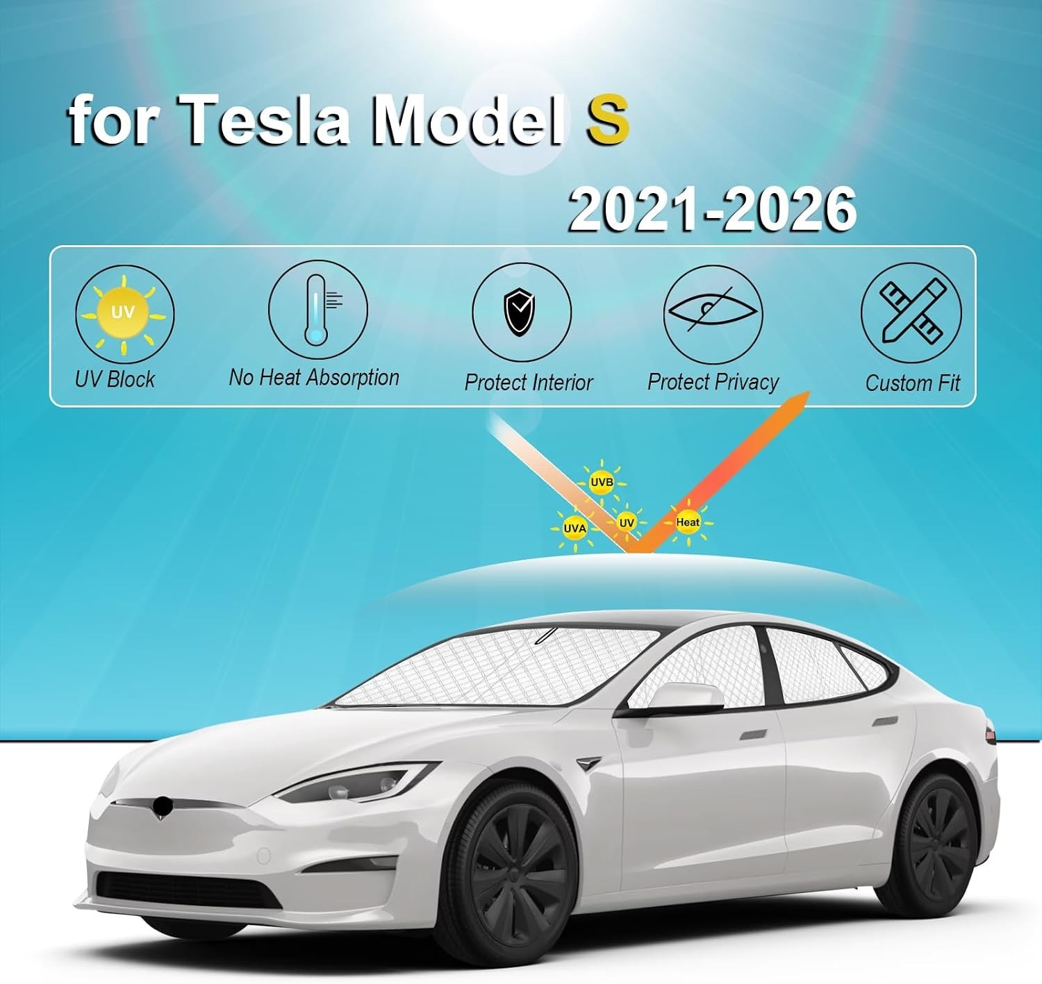 8Pcs Thicken Sun Shades for Tesla Model S 2012-2025(Not for Plaid or Long Range)