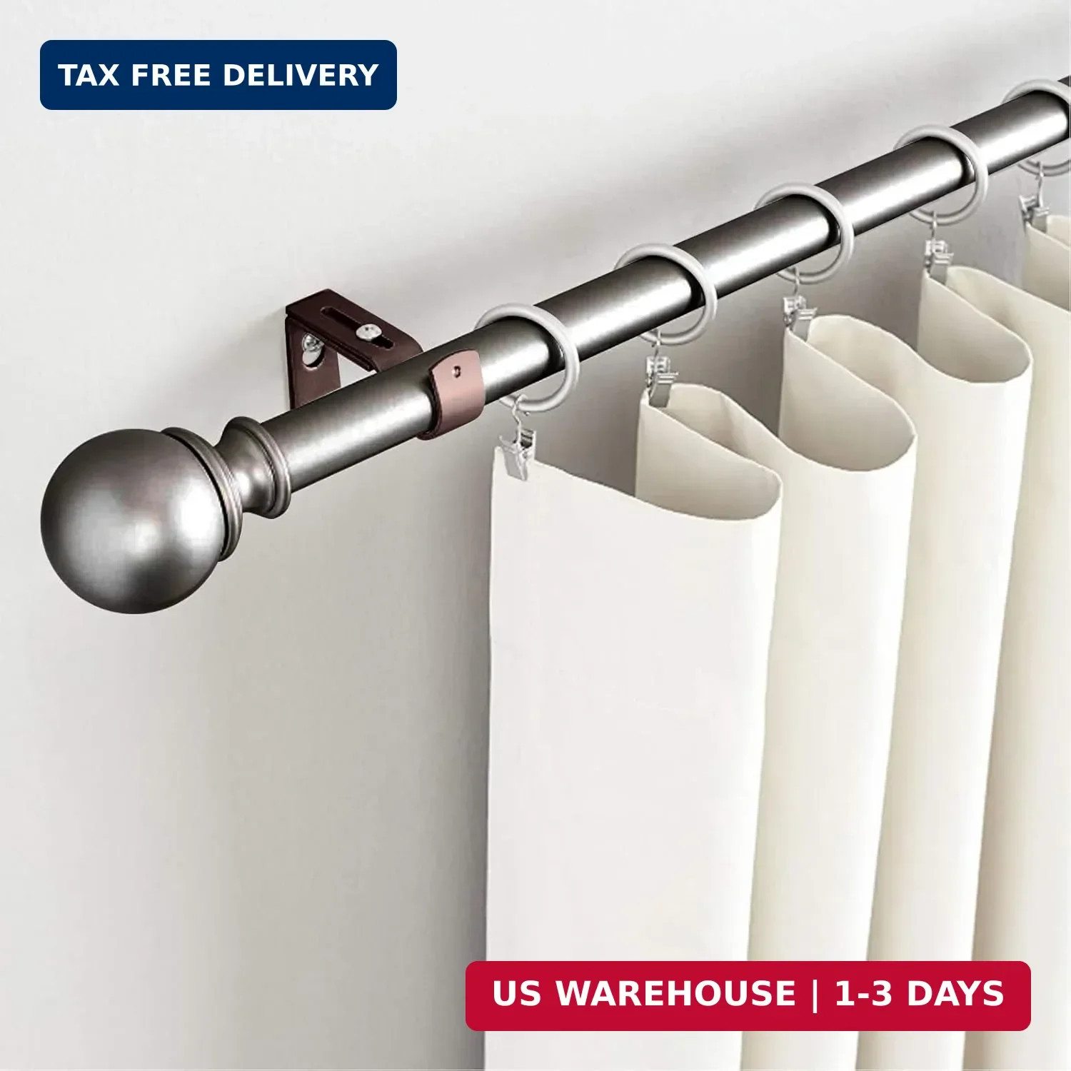 Frienda 4 Pcs Adjustable Curtain Rod Brackets Curtain Holders for 1 Inch Rod, He