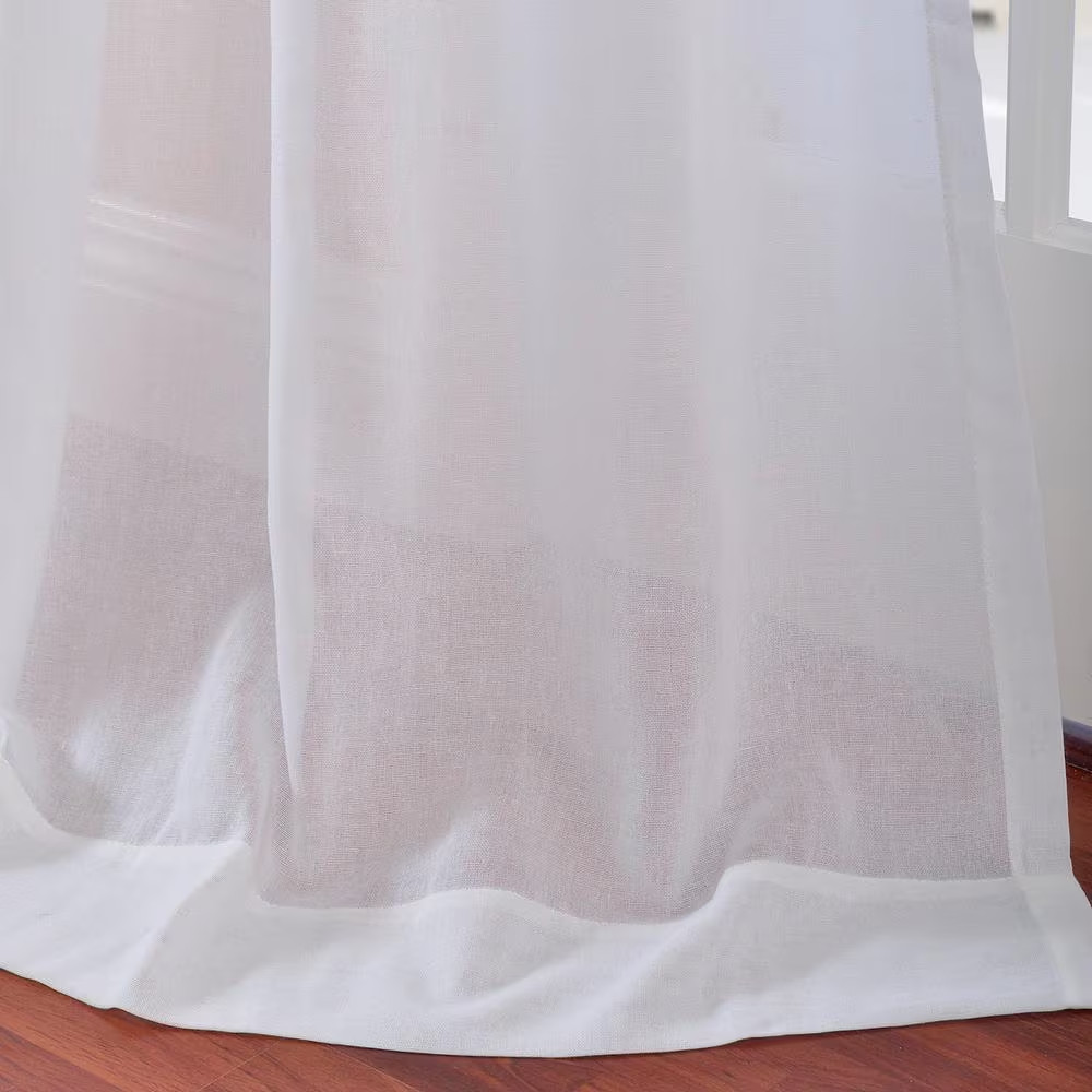 White Orchid Solid Faux Linen Sheer Curtain – 50 In. W X 96 In. L Single Panel R