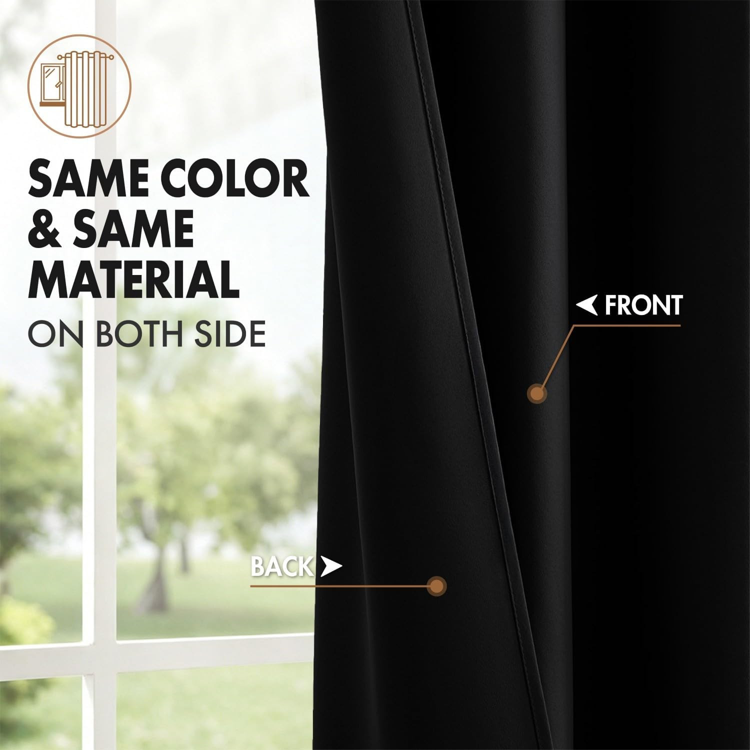 MIULEE Black Blackout Curtains for Bedroom Living Room 63 Inches Long 2 Panels,