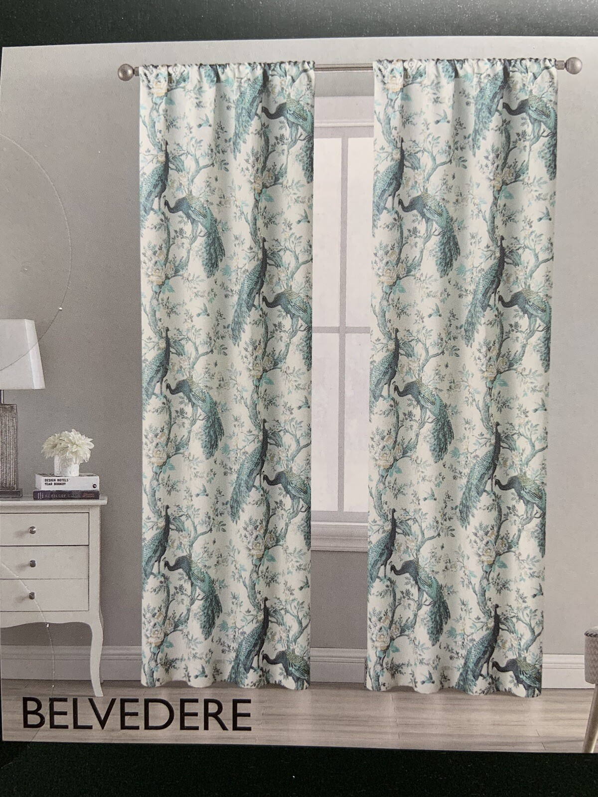~Laura Ashley 2-Panel Set Belvedere Peacock Window Curtains Blue Turquoise 38×84