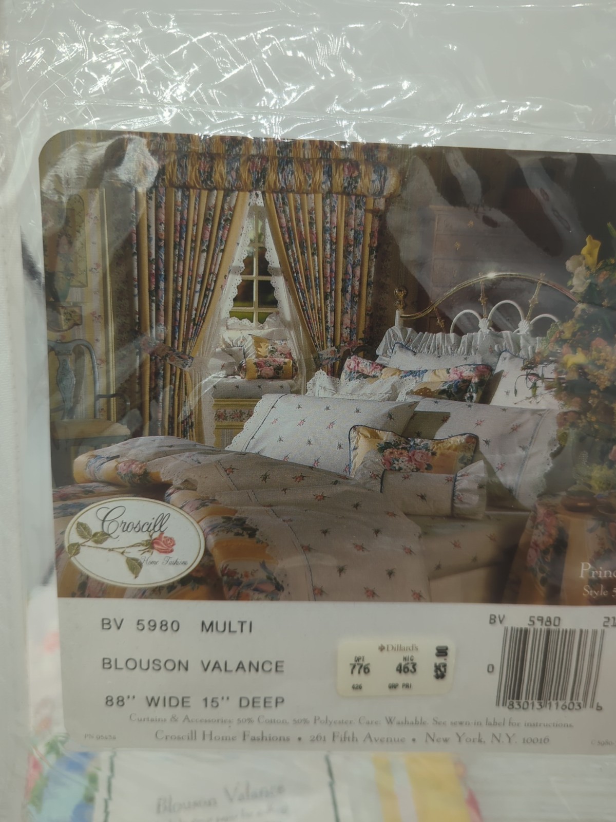 Croscill Blouson Valance Roses Floral Print “Princess” Granny Stripe 80’s 90s