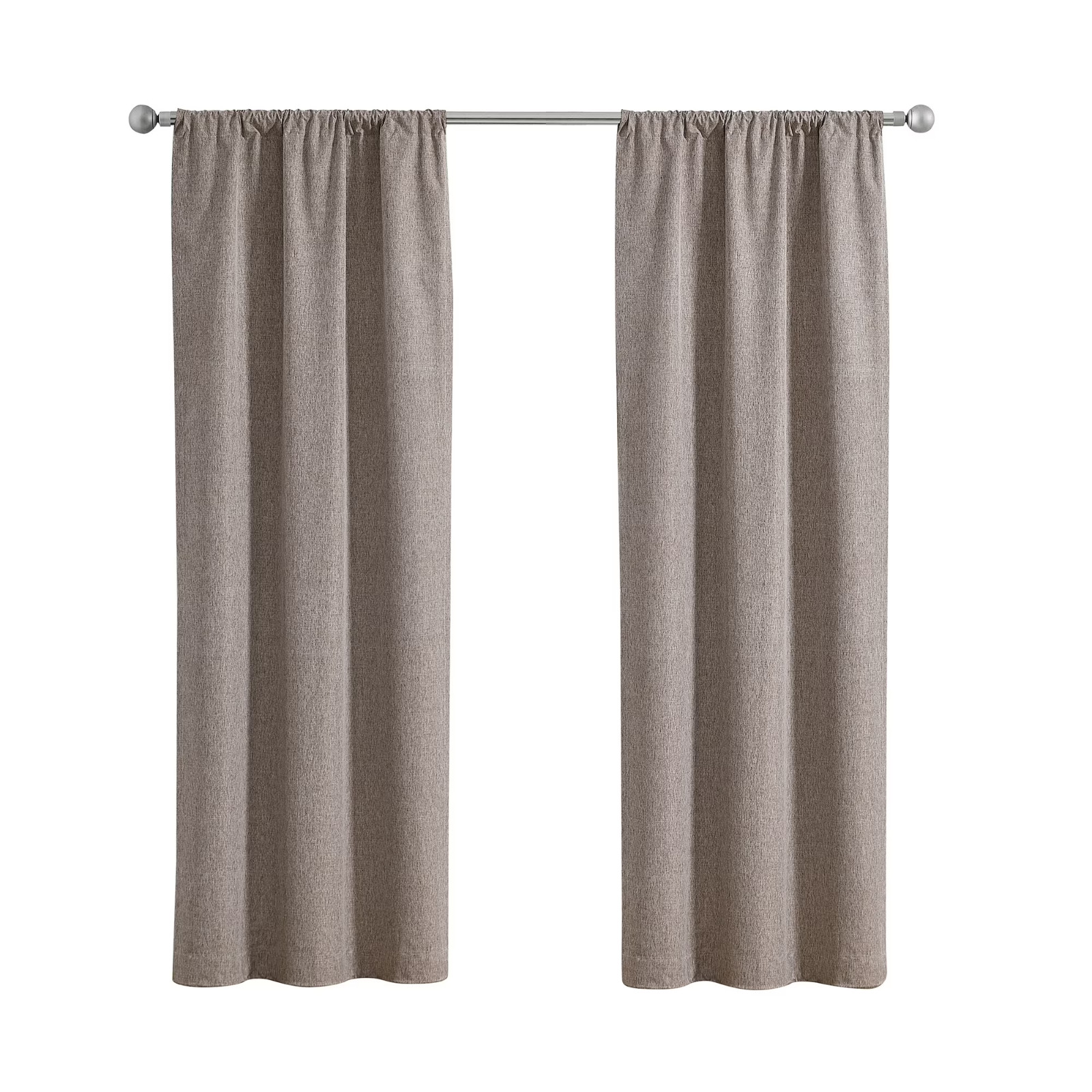 Linen Look Blackout Curtain Panel Pair 37×84 Brown • Room Darkening Drapes Set