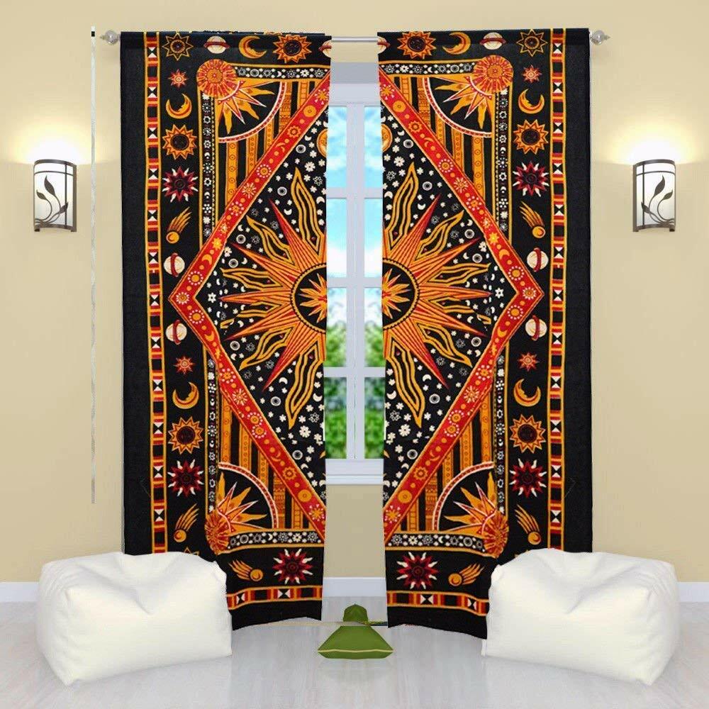 Indian Celestial Sun Moon Star Mandala Curtain Tapestry Mandala Door Curtains