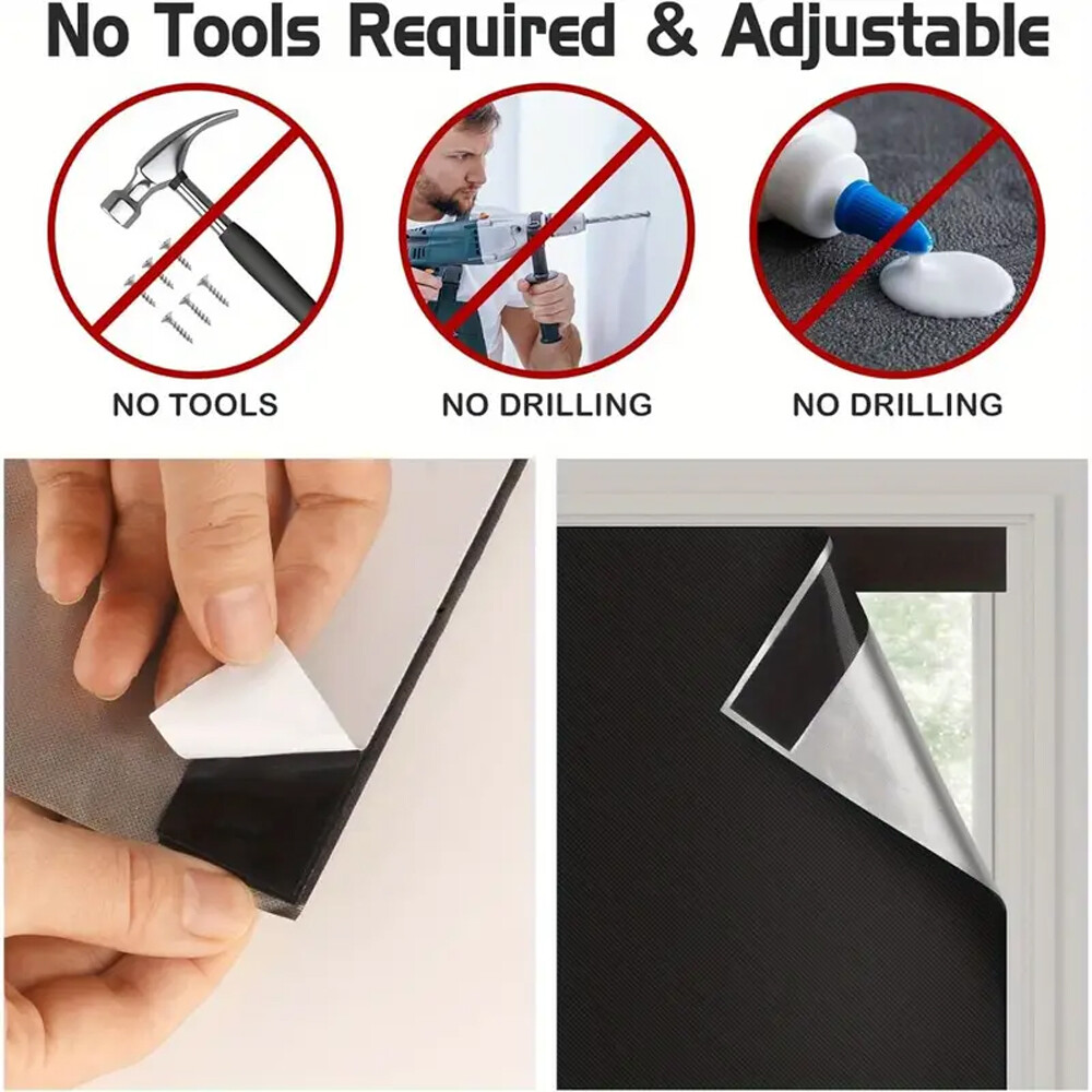 100% Blackout Roller Shades, No Drill No Tools Cordless Window Blackout Blinds