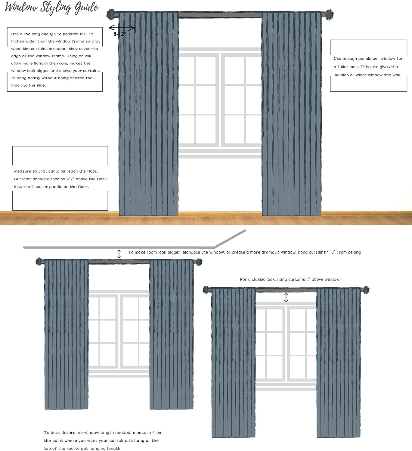 Stylish Rayon Blend Window Treatments – Cream to Indigo Blue