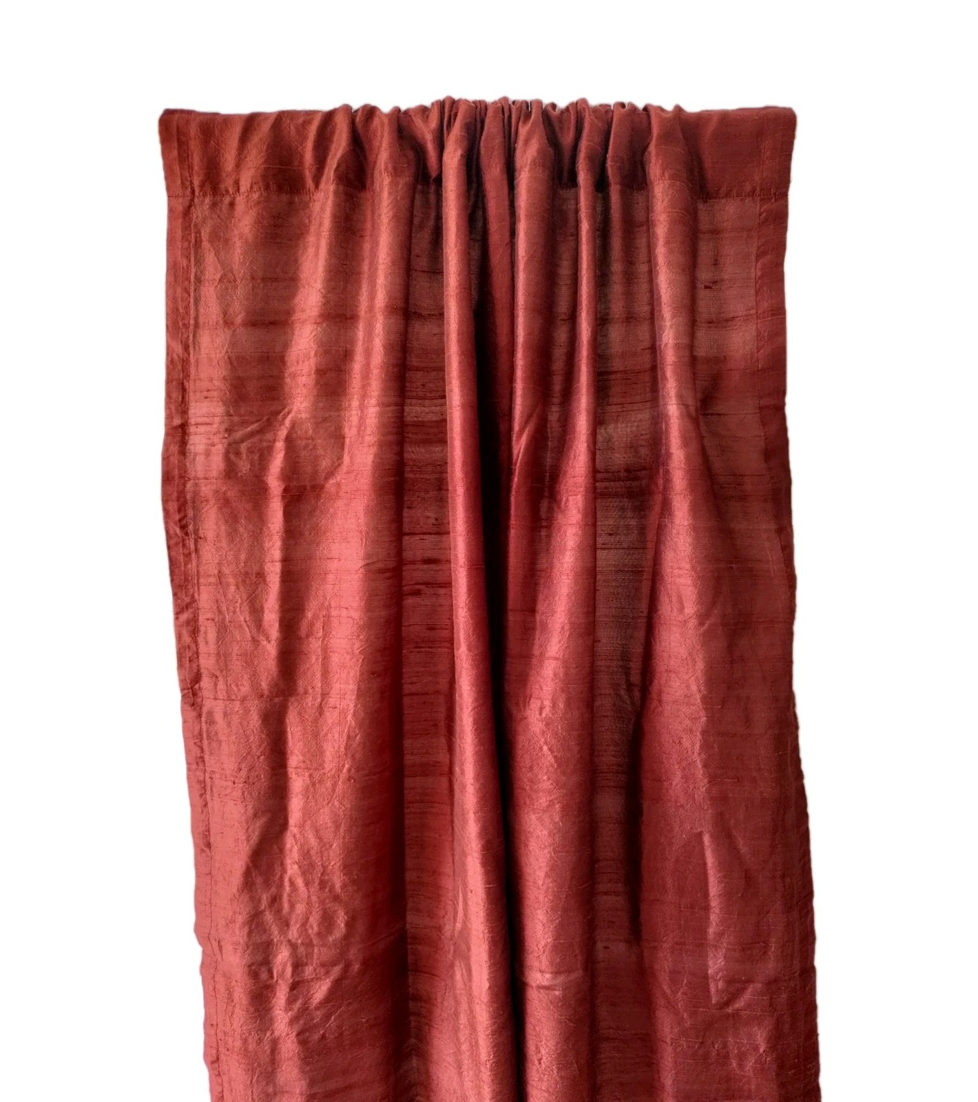 Oxblood Red 100% Silk Drapery Panel 40×78 Lined Rod Pocket Curtain Vintage 1990s