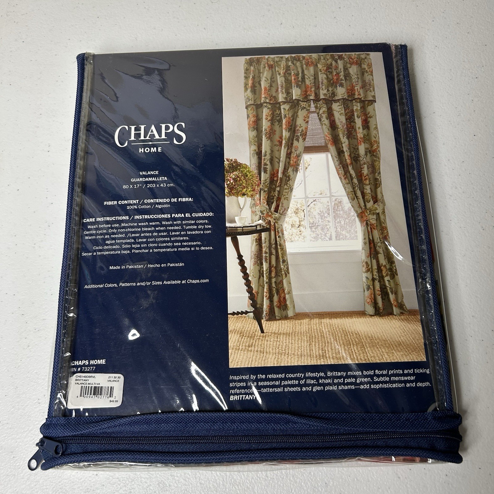 Ralph Lauren CHAPS Home Brittany Valance 100% Cotton 80 x 17 Green Floral NEW