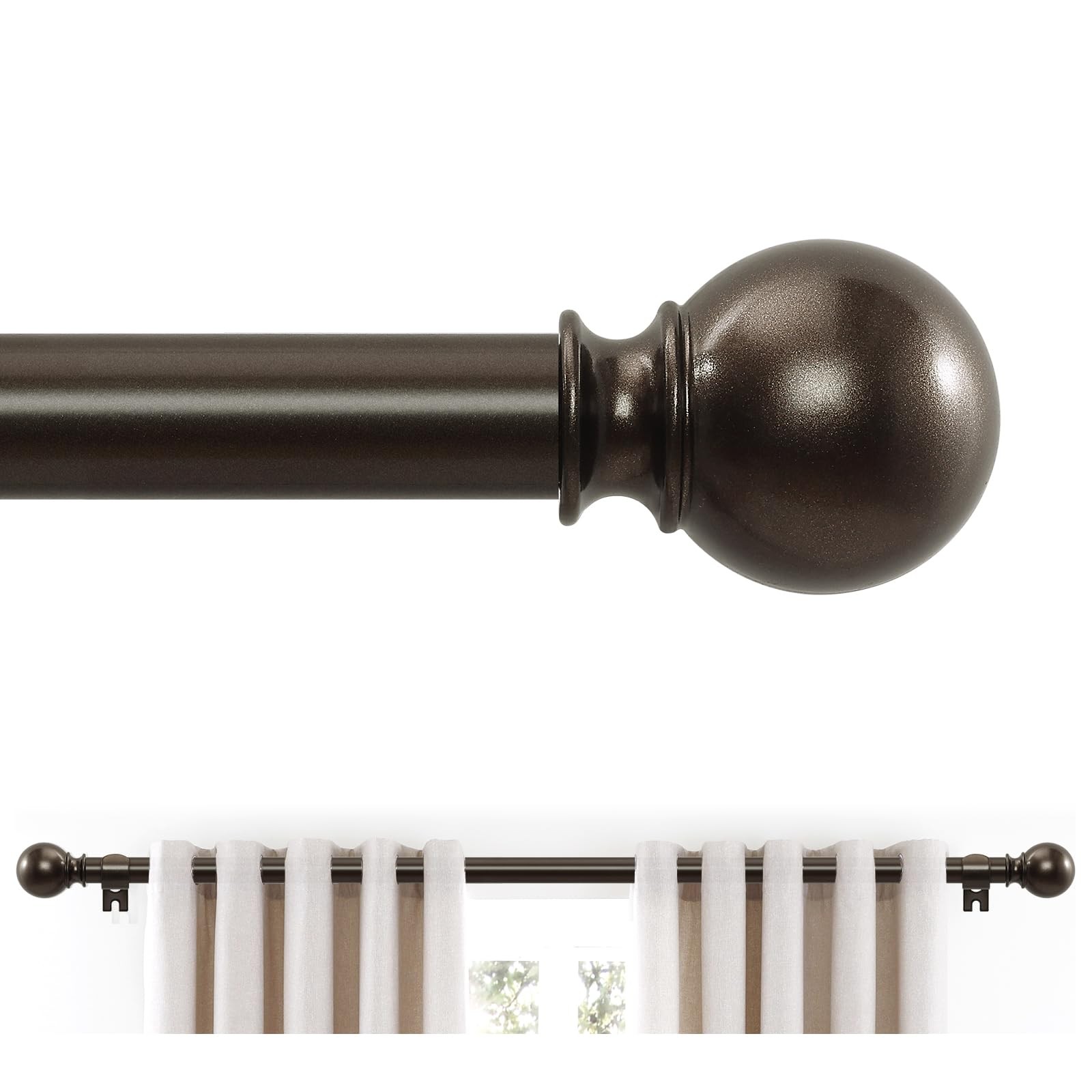 Bronze Curtain Rods 18”-45”|1 Pack 5/8 inch Splicing Bronze