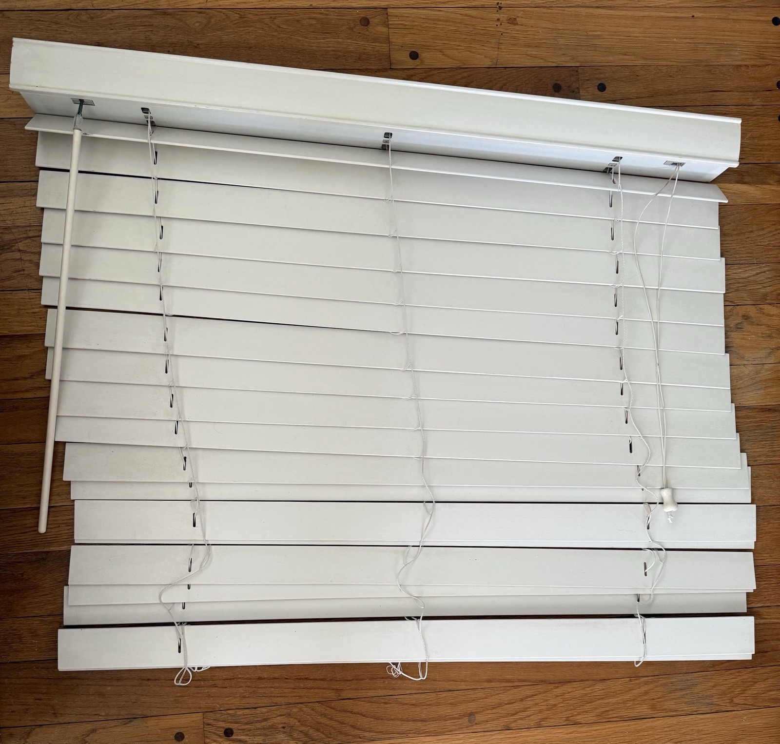 Vintage 90’s Off White Cream Wooden Blinds With Wand 36” Width X 34” Length