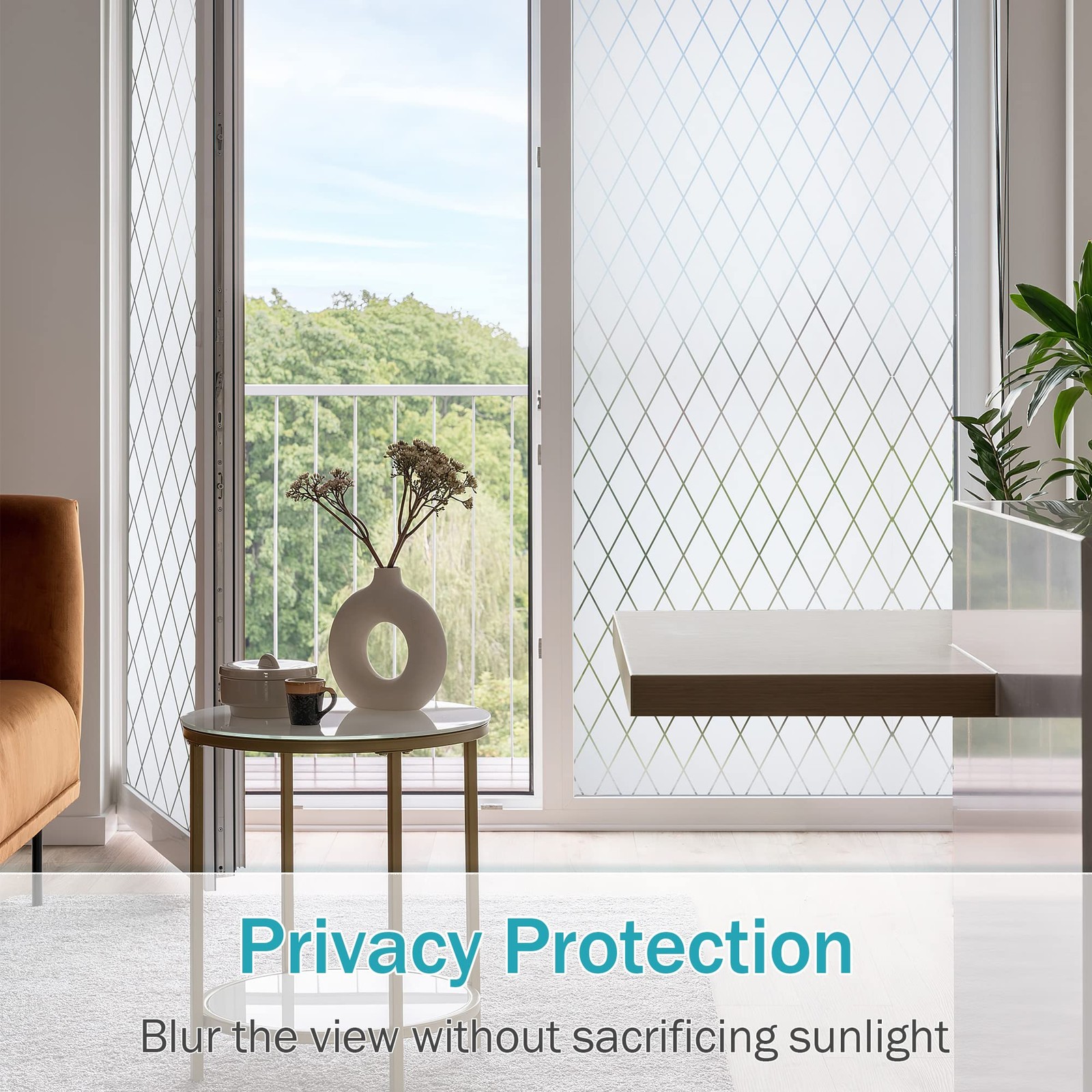 Lattice Frosted Window Film Window Privacy Film Static Cling Window Vinyl Opa…