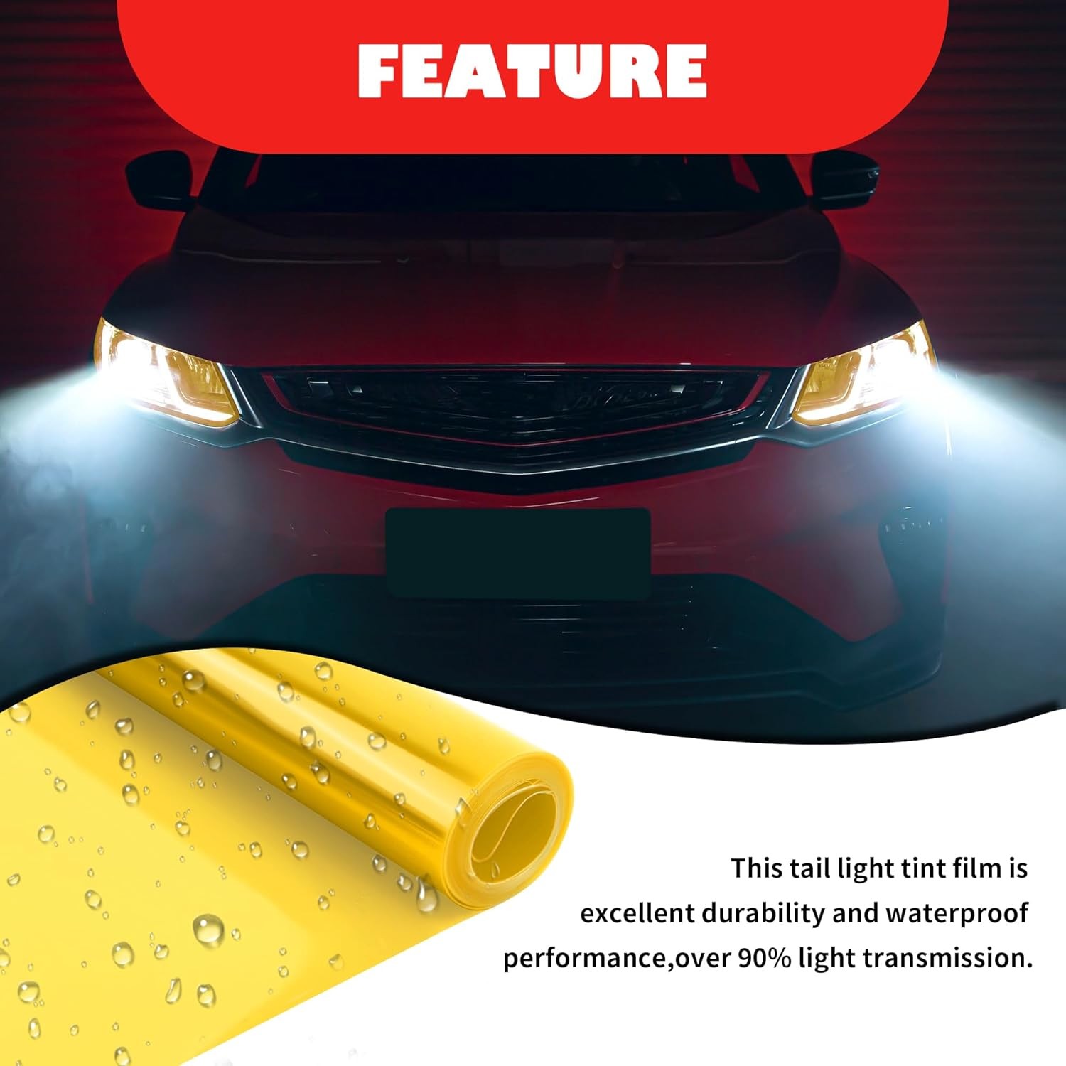12×47 Inch Car Headlight Tint Film,Self-Adhesive Tail Light Tint Film Kit with