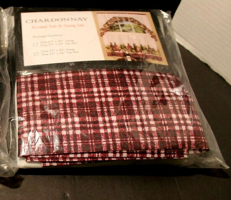 3 Pc Kitchen Curtains Tier & Swag (57″x30″) Set, WINE & GRAPES,CHARDONNAY, Achim