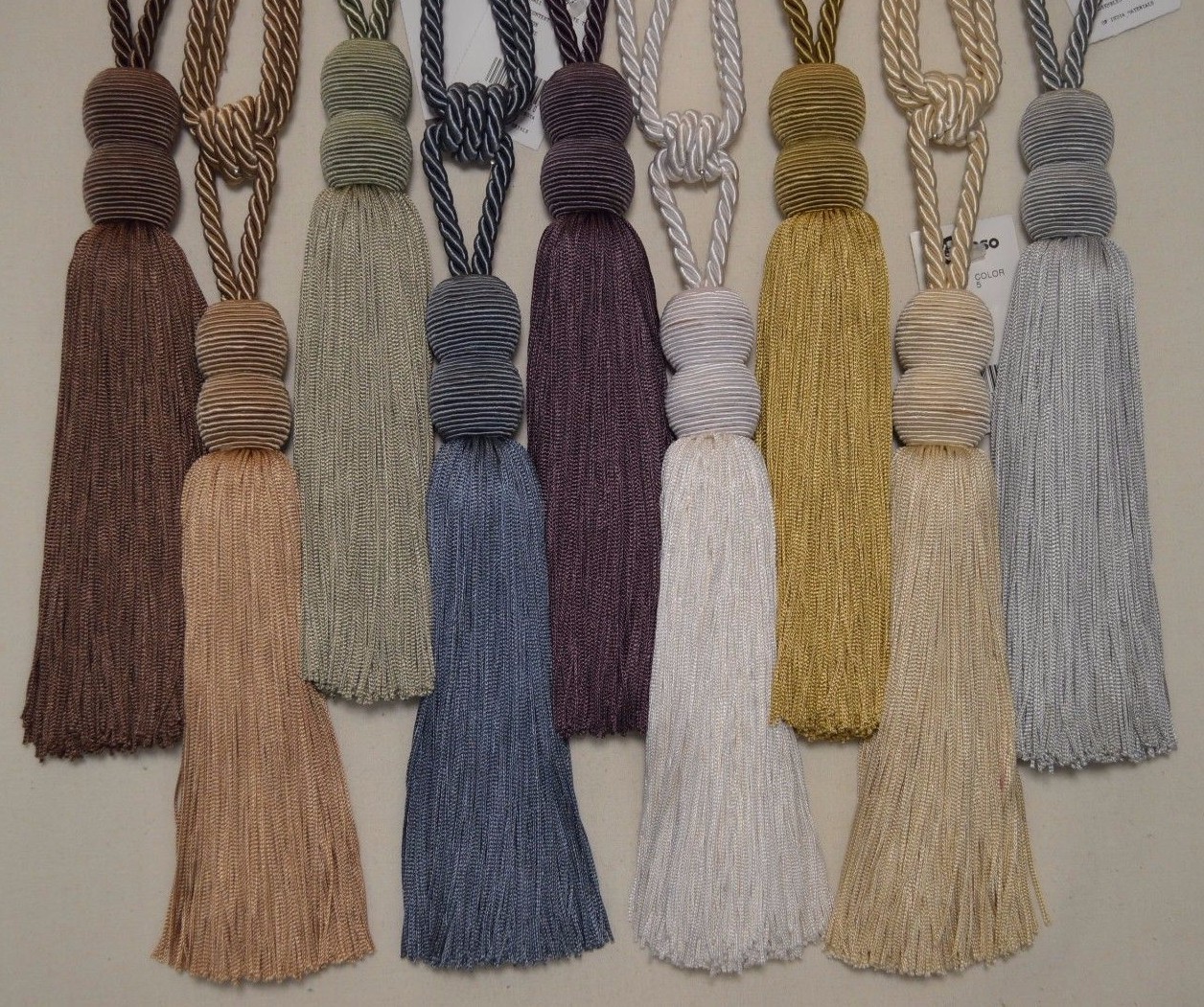 Curtain & Chair Tie Back -34″spread w/ 9″double ball tassel-10 bright colors!