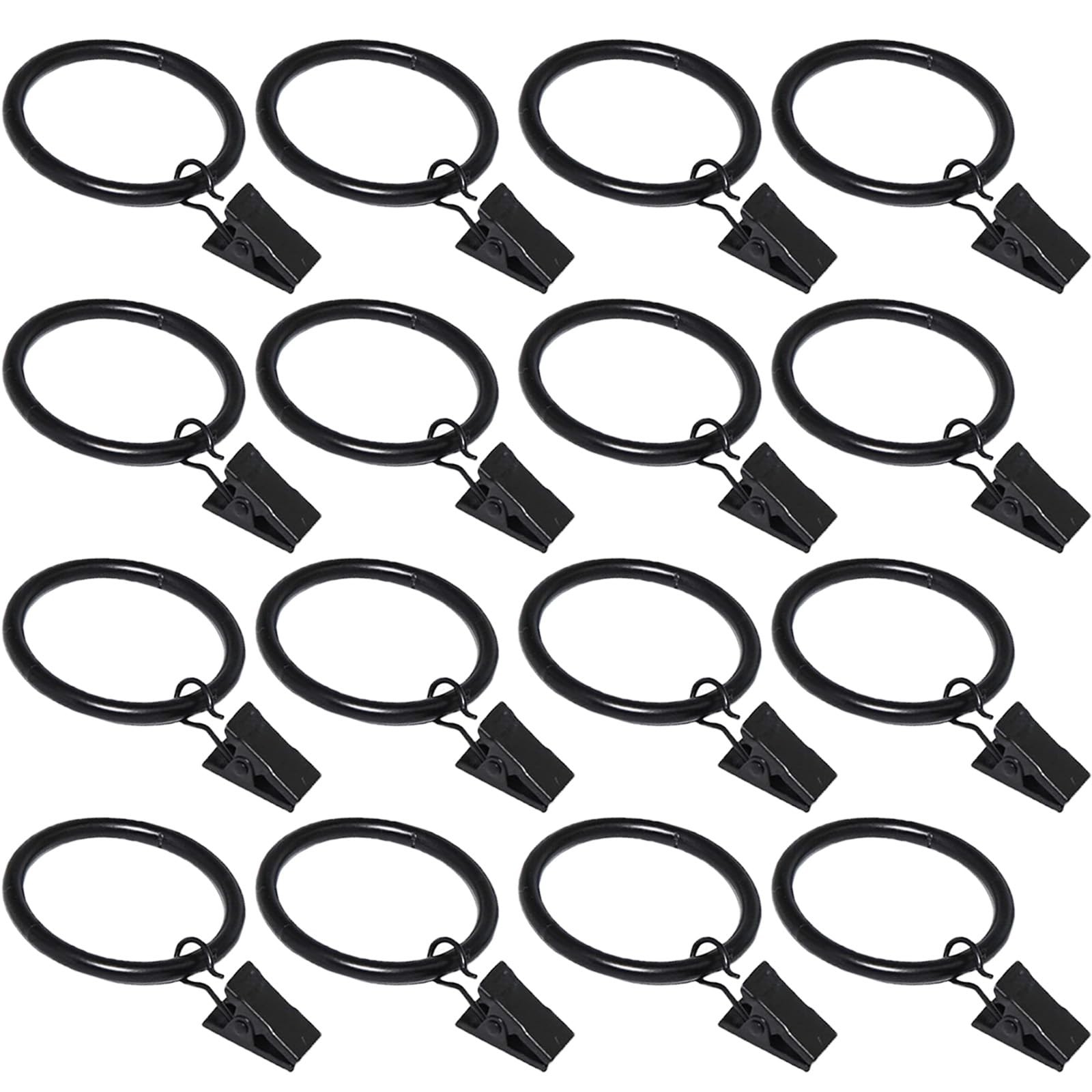 16 Pack Curtain Rings with Clips, Window Clip Rings Curtain Hooks Hangers Clip R