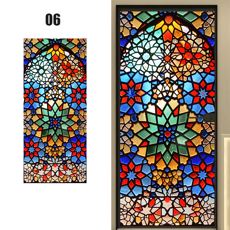 Retro Rose Printed Stained Glass Sticker Back Adhesive Cling Bathroom Decor.