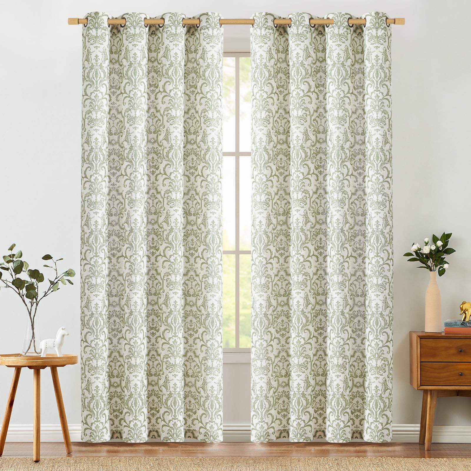 Jinchan Curtains Bedroom Light Filtering Curtains 72 Inch Length 2 Panels Set