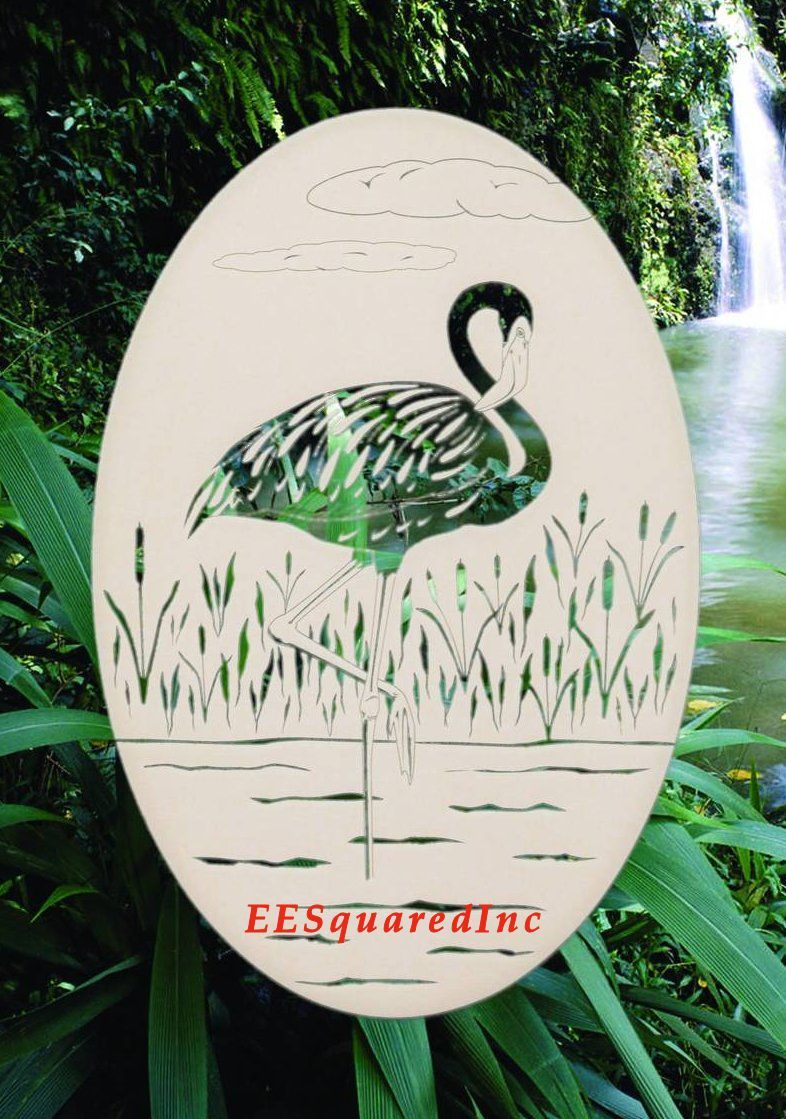 FLAMINGO STATIC CLING WINDOW DECAL New Oval 8×12 Tropical Bird Decor Left Facing