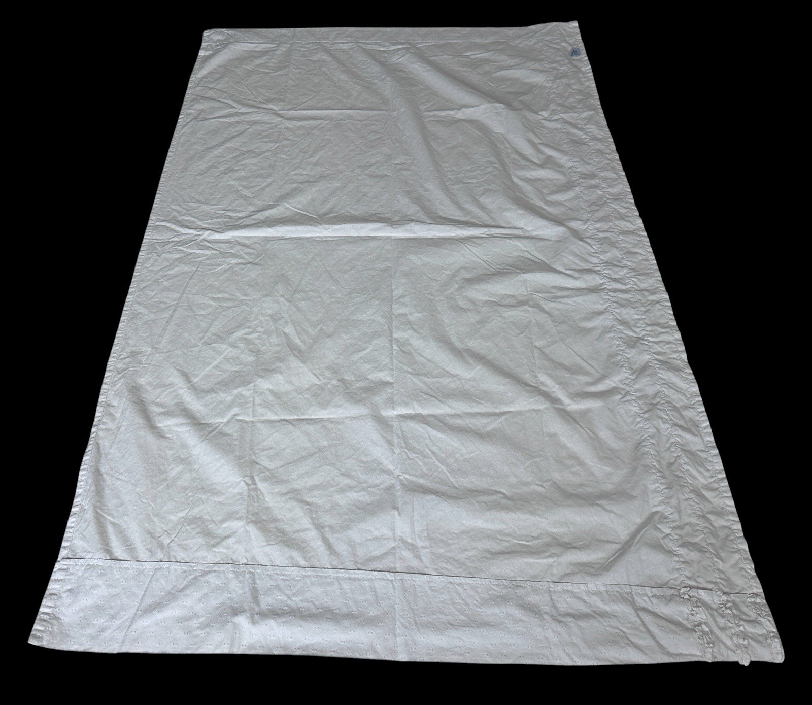 Pair Simply Shabby Chic White Textured Cotton Curtain Panels 44″x68″ Ruffles EUC