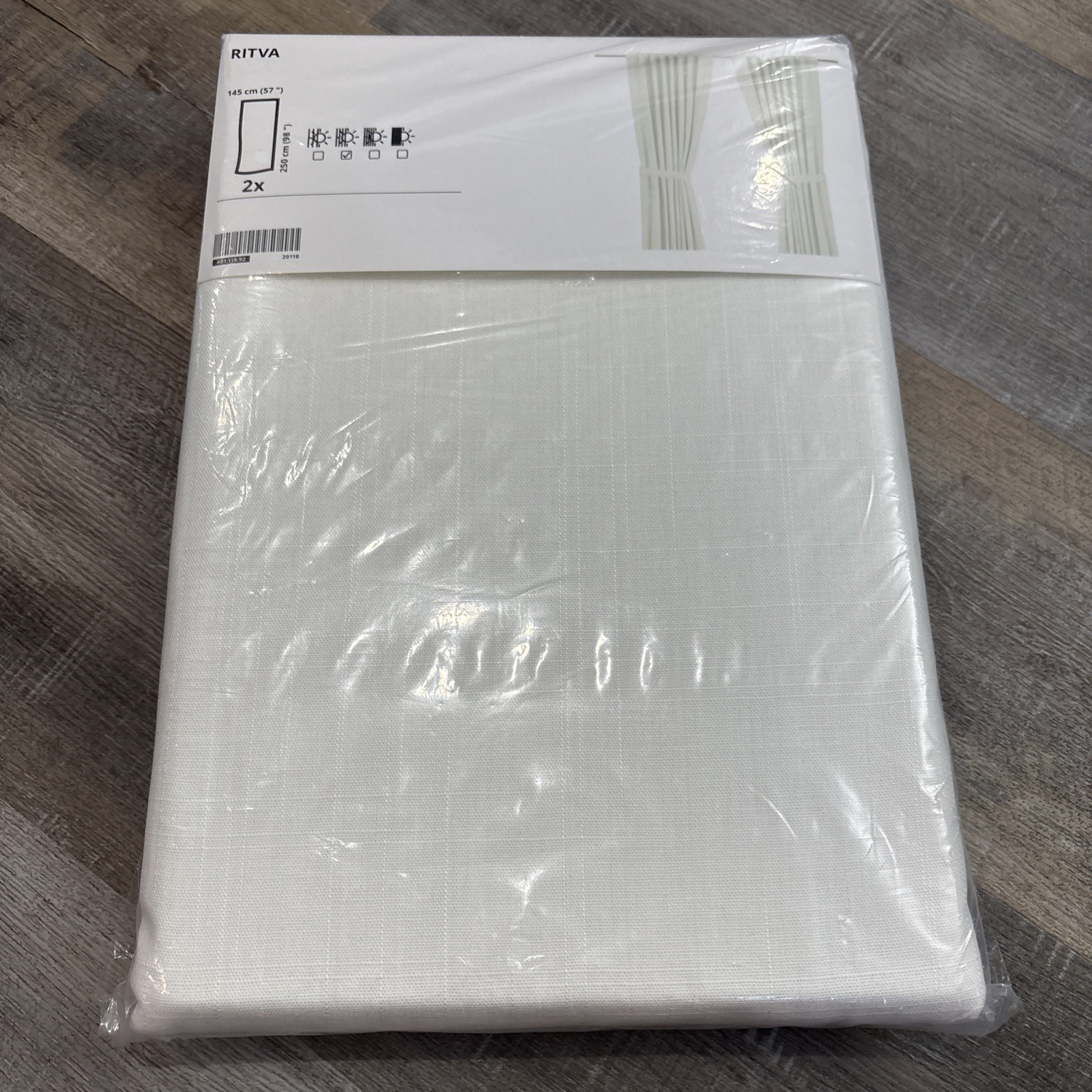 Ikea RITVA Curtains 2 Panels (1 pair) 100% Cotton w Tie-Back 57″ x 98″