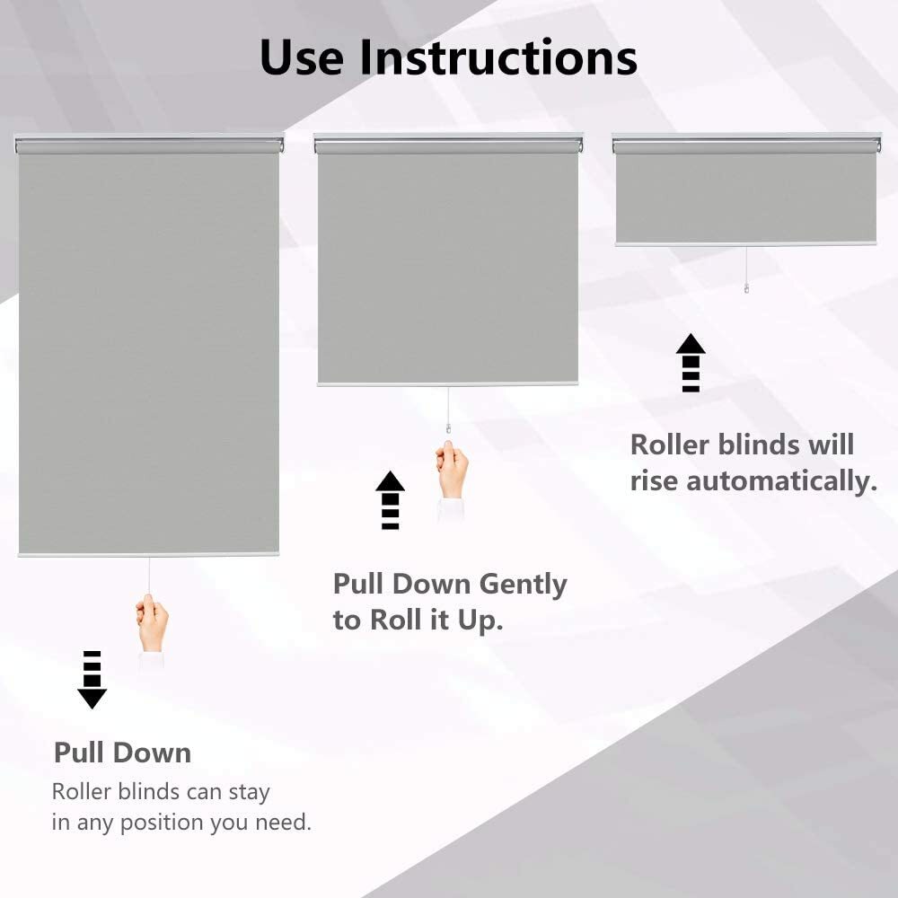 Cordless Blackout Roller Shade Privacy Waterproof Thermal Insulated Window Blind