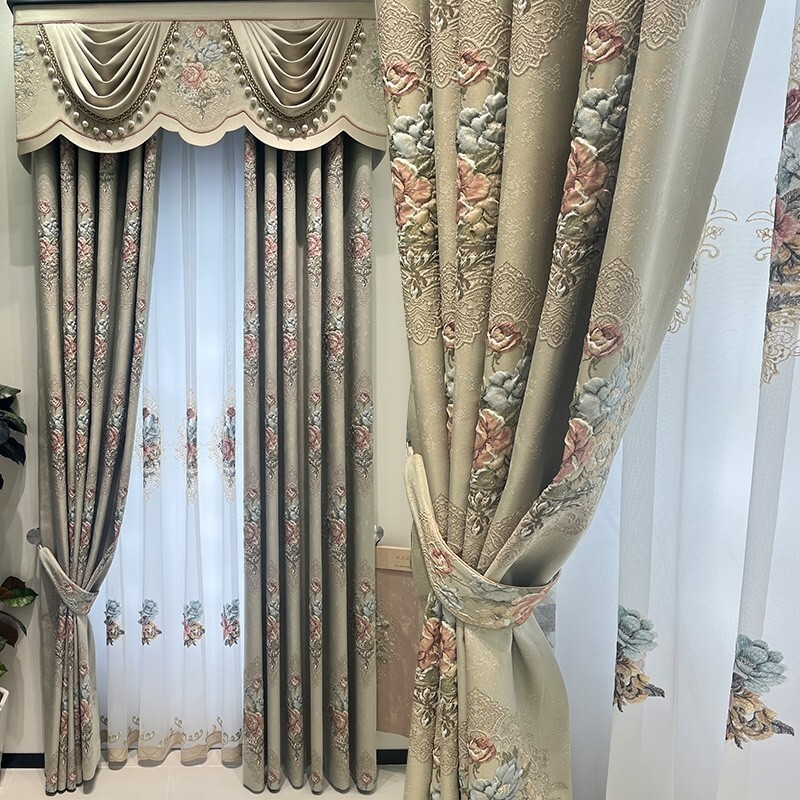 French coffee shading luxury villa cloth blackout curtain valance drape C2128