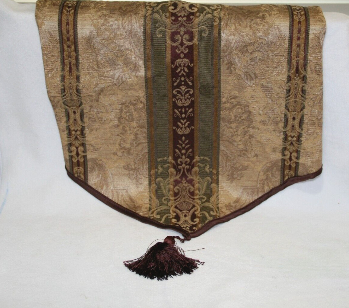 CROSCILL TOWNHOUSE GREEN GOLD BURGUNDY FLEUR STRIPE (1) ASCOT VALANCE 38 X 23