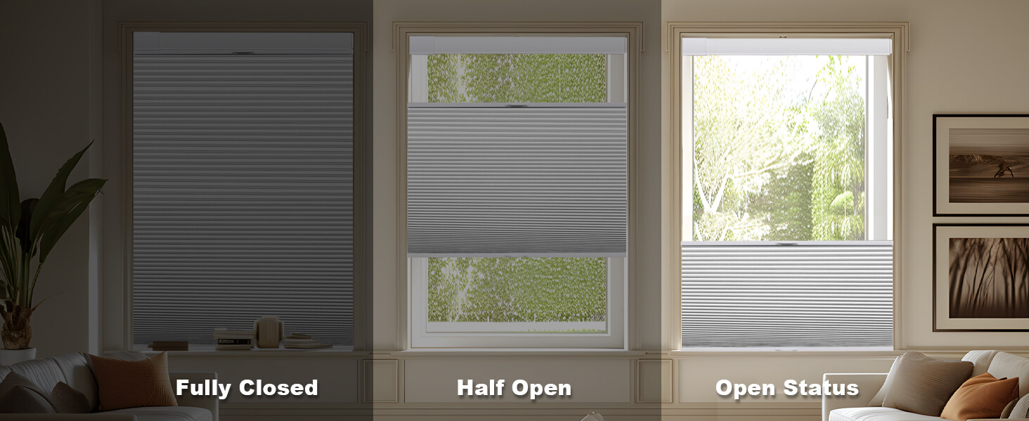METechs No Drill DIY Blackout White Honeycomb Cellular Shade Width 40″+ Width