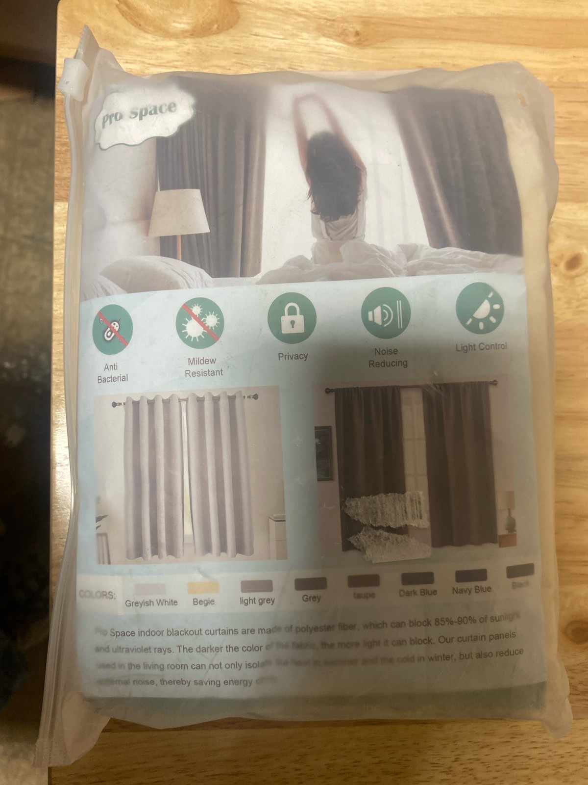 Pro space ICBO4254BG2P Beige 42″x54″ Grommet Top Blackout Noise-Reducing Curtain