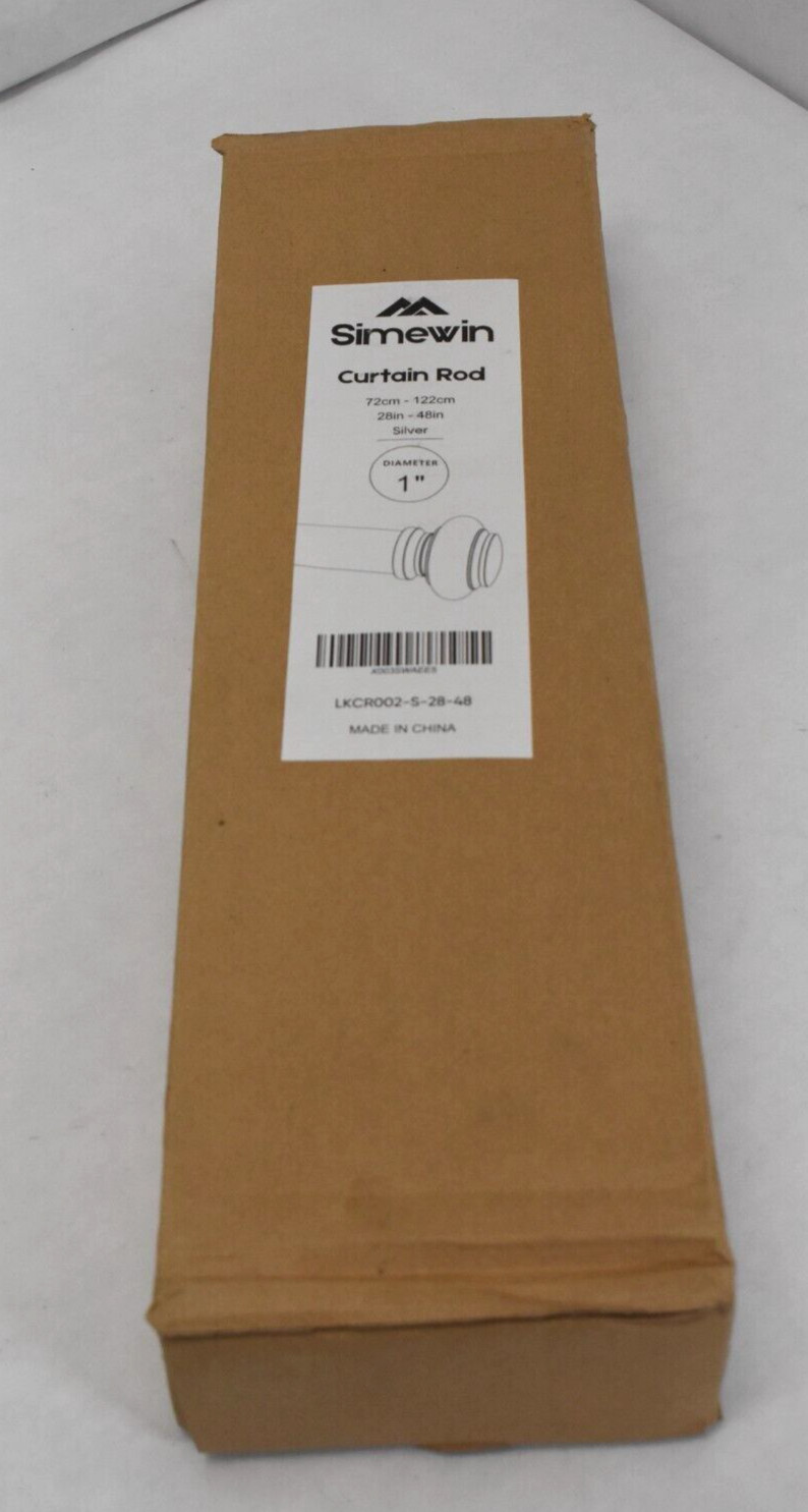 Simewin Curtain Rod 28″ – 48″ Silver Color 1″ Diameter LKCR002-S-28-48