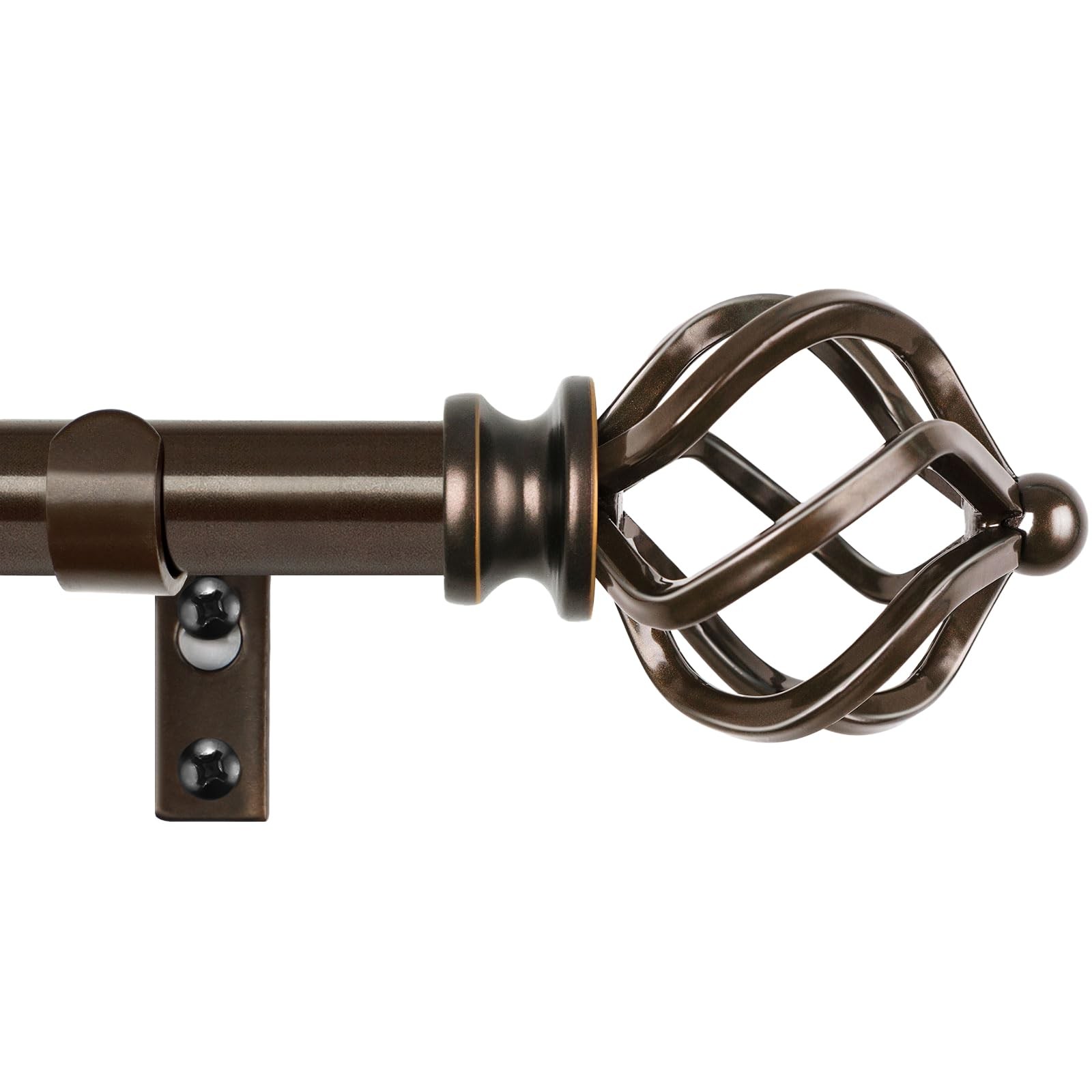 KAMANINA Curtain Rods for Windows 66 to 120 Inch, 3/4 Inch 66-120″, Bronze