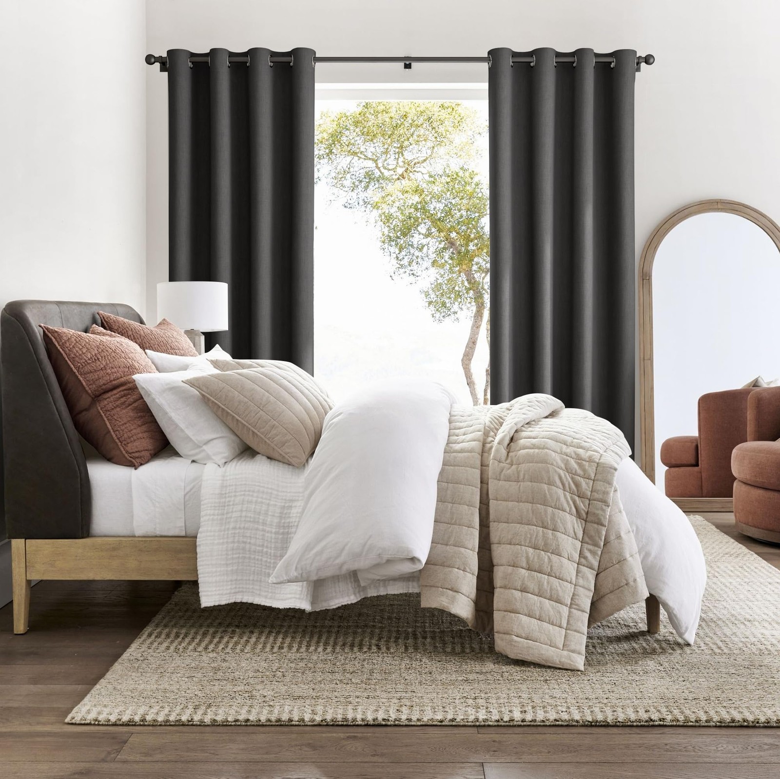 Grey Light Blocking Curtains 84 Inches Long 2 Panels for Living Room, Bedroom…