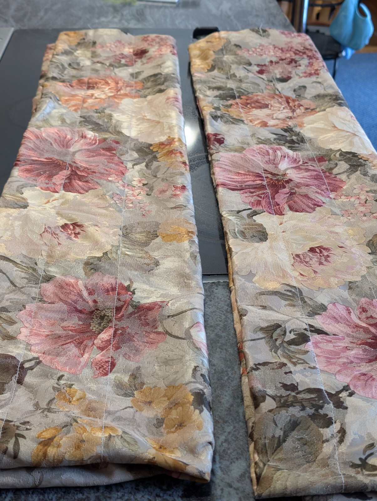 Burlington Valances (2) Floral Pink Yellow USA 🇺🇸 52% Cotton 48% Polyester