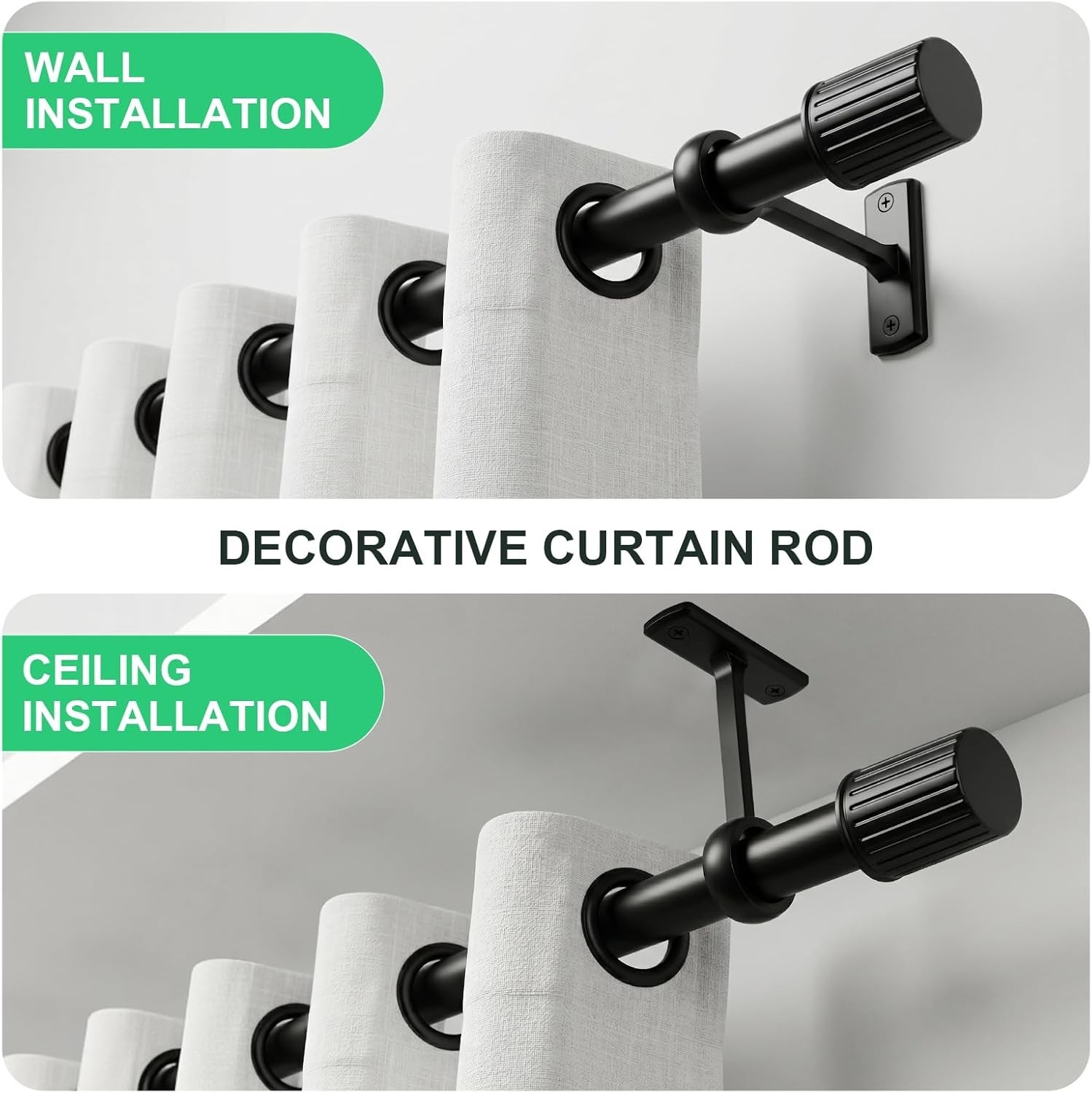 Extra Long Curtain Rods for Windows 120 to 240 Inches, Heavy Duty Adjustable …