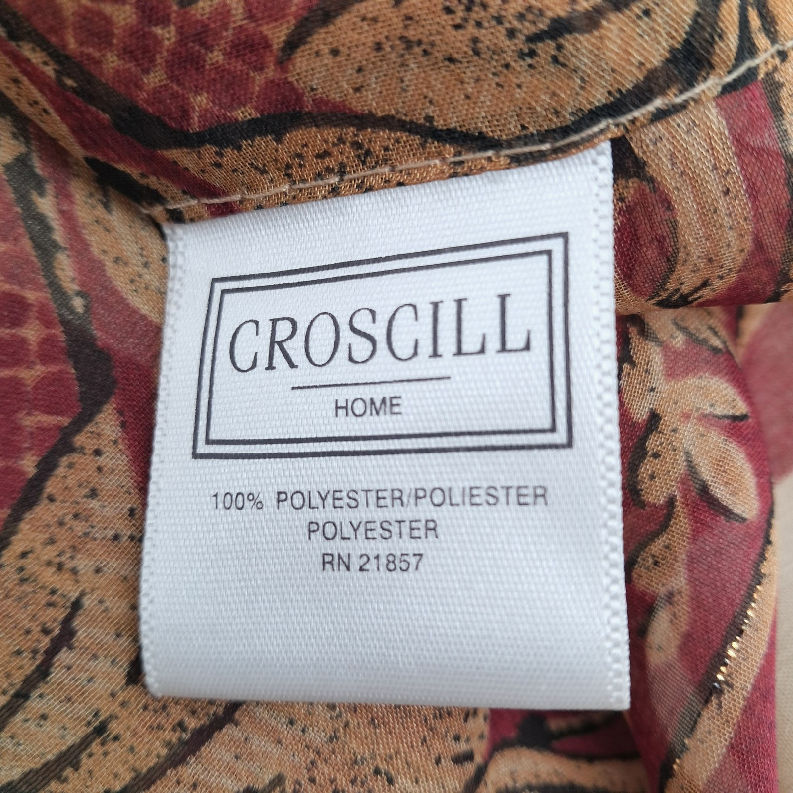 Croscill Imperial Empress Long Red Gold Print Sheer Scarf Valance 40×216 Empire