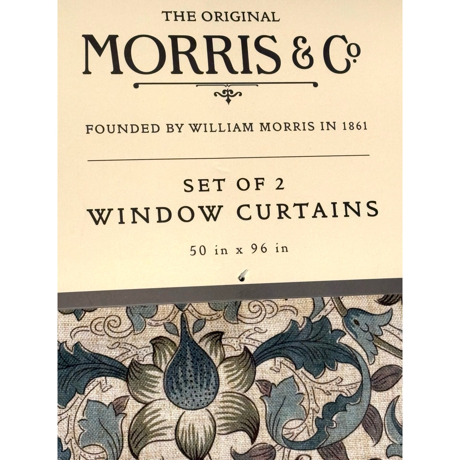 William Morris & Co. Window Curtains Panels Lodden Set Pair 50 X 96” Blue Drapes