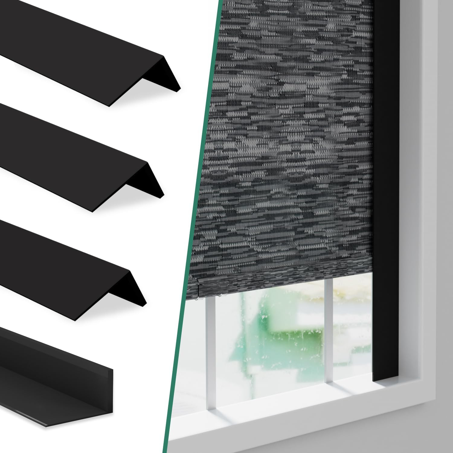100% Blackout Light Blocking Strips for Window Shades – 4PCS, 58″ Black