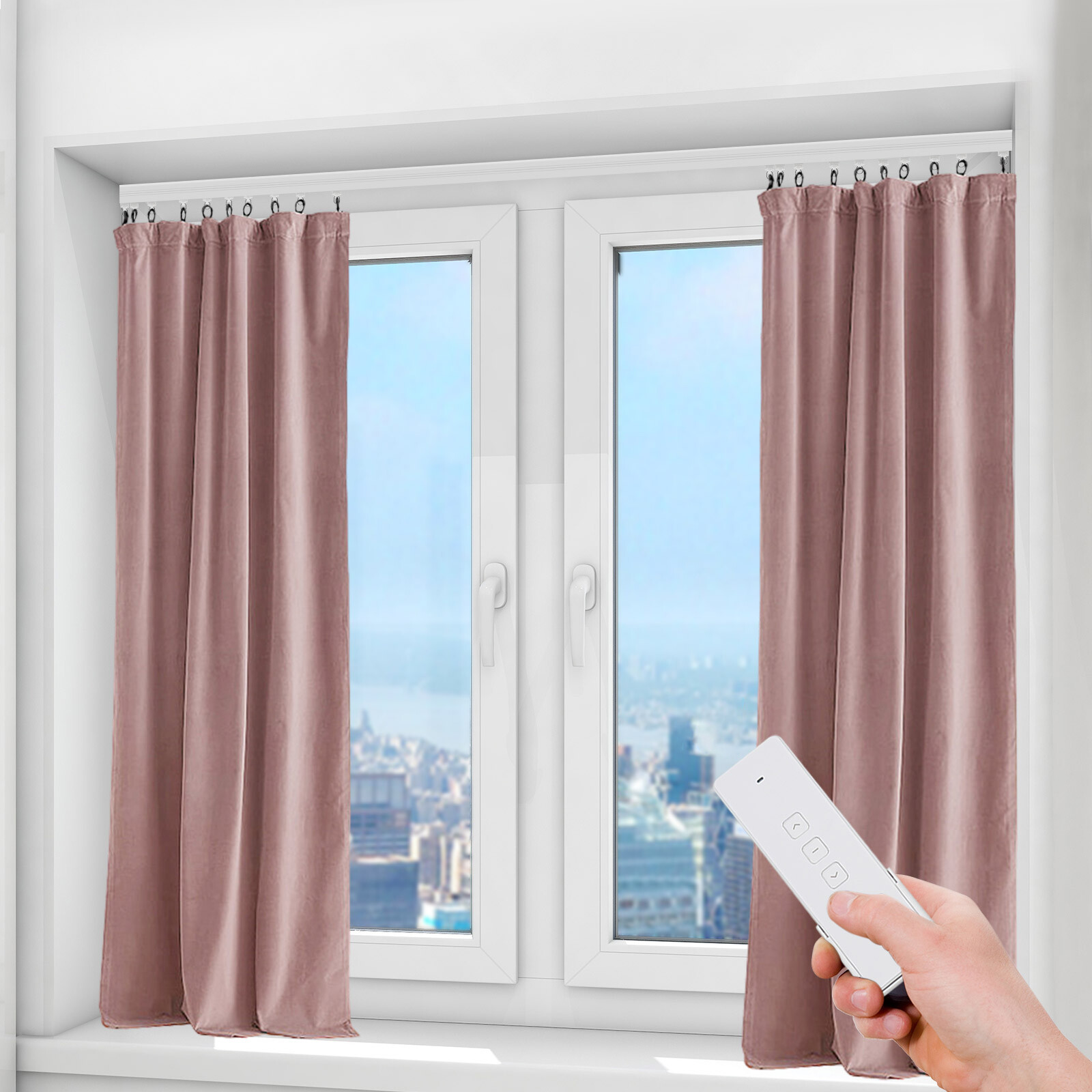 Motorized Ceiling Curtain Track Efficient Remote Control For Blackout