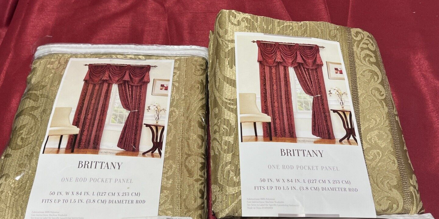 Brittany Rod Pocket Panels Pair, 50″x84″ (100 inches wide) NIP, JCP
