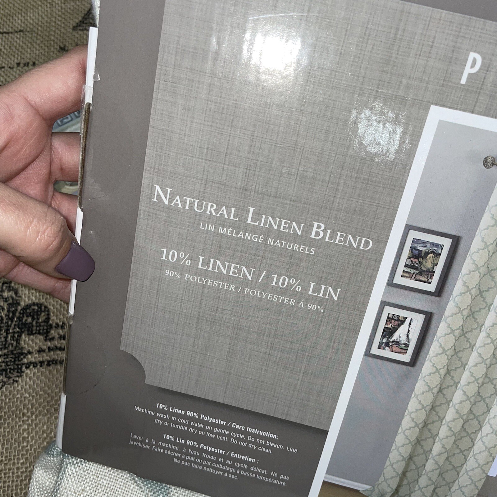 Natural Linen Blend NWT! Panel Pair Moroccan Print Long Curtains 2 Set