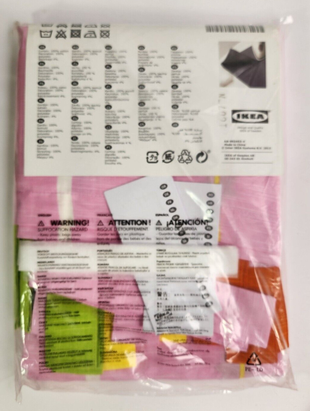 IKEA Festlig 002.423.44 Curtain Set 2 Panels Pink Floral Applique Tab Top 47×98″
