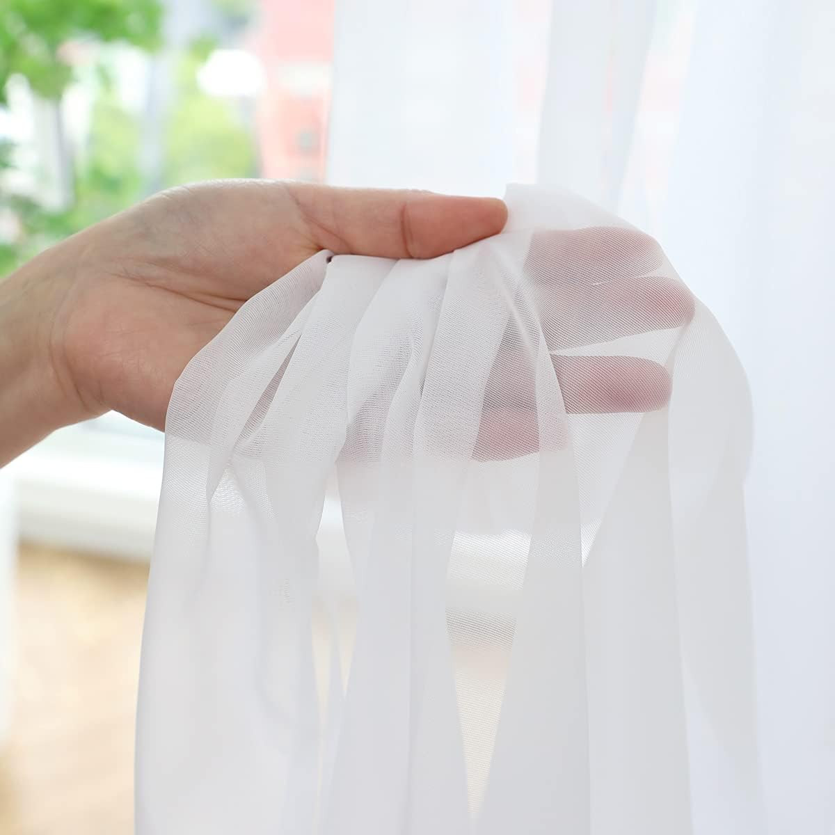 Window White Sheer Curtains 90 Inches Long 2 Panels Sheer White Curtains Clear B