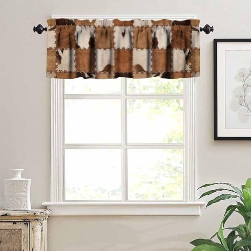 Cowhide Patchwork Valance Curtains, Vintage 54″W x 18″L (Pack of 1) Cowhide-5
