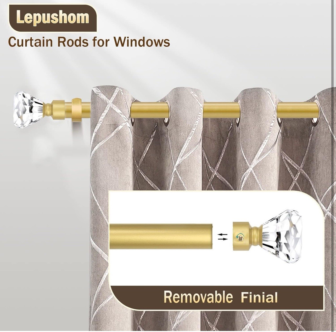 2 Pack Curtain Rods for Windows 48 to 84 Inch, Decorative 36-88 2 PACK Gold